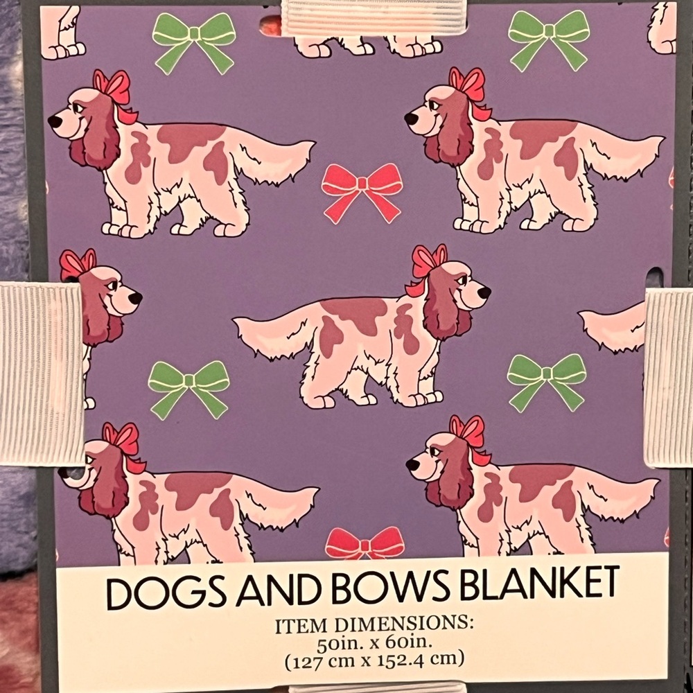 Dogs and Bows Blanket 50”x60” - Picture 2 of 2